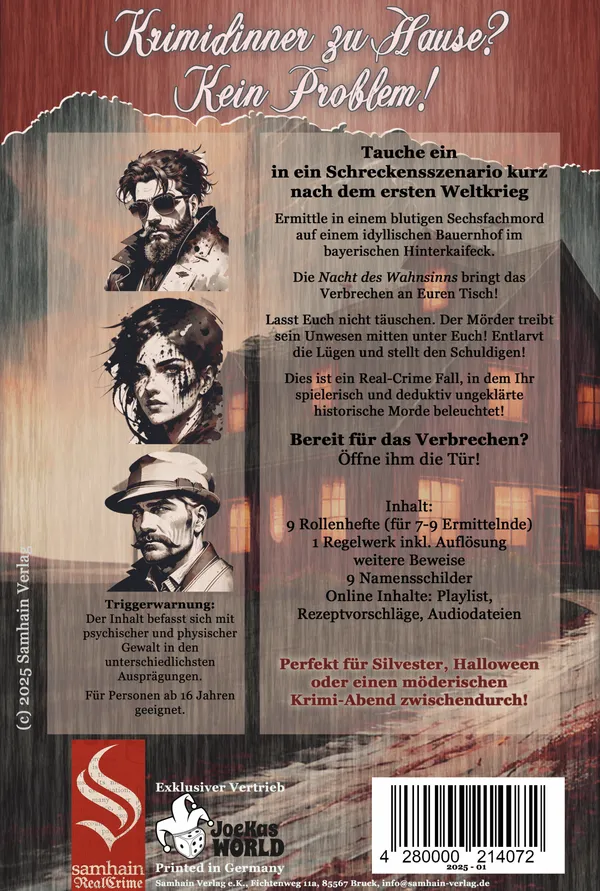 Die Nacht des Wahnsinns, Rückseite der Box